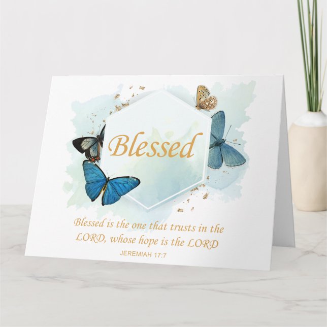 Carte De Remerciements Béni - Foi chrétienne des femmes Verse papillon pa (Devant)