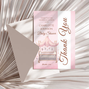 Carte De Remerciements Berceau de bébé rose vintage Baby Shower