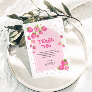 Carte De Remerciements Berry aux fraises roses mignonnes Premier 1er anni