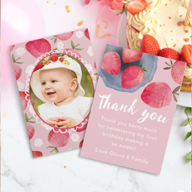 Carte De Remerciements Berry First Birthday Thank You Card (Créateur téléchargé)