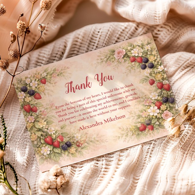 Carte De Remerciements Berry First Garden 1st Birthday (Créateur téléchargé)