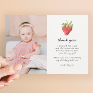 Carte De Remerciements Berry First Strawberry 1er Anniversaire Photo