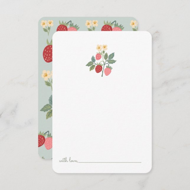 Carte De Remerciements Berry First Strawberry Bouquet Heure de naissance  (Devant / Derrière)