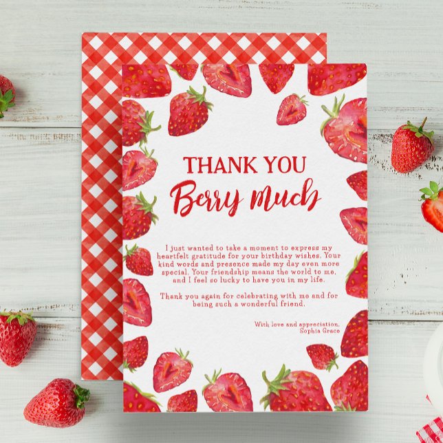 Carte De Remerciements Berry First Strawberry été Anniversaire (Créateur téléchargé)
