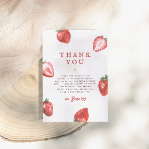 Carte De Remerciements Berry First Strawberry Girl Fête d'anniversaire