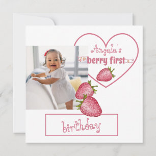 Carte De Remerciements Berry fraise Premier anniversaire