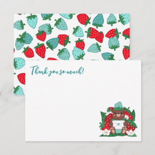 Carte De Remerciements Berry Sweet Baby Baby shower d'ours aux fraises bl