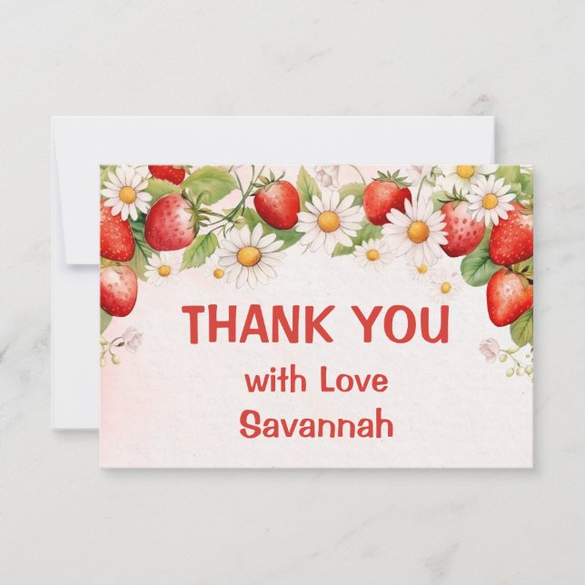 Carte De Remerciements Berry Sweet First Birthday (Devant)