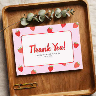 Carte De Remerciements Berry Sweet Girly Baby shower fraise