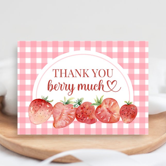 Carte De Remerciements Berry Sweet Strawberry Baby Shower (Strawberry Baby Shower Thank you Card)