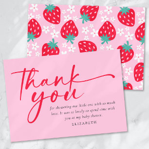 Carte De Remerciements Berry Sweet Strawberry Baby shower rose rouge