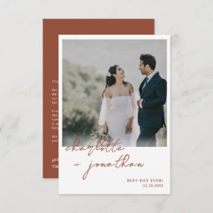 Carte De Remerciements Best Day Ever Terracotta Script Mariage photo