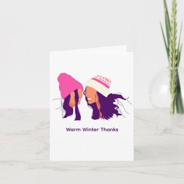 Carte De Remerciements Best Friends in Cozy Hats • Folded Thank You (Devant)