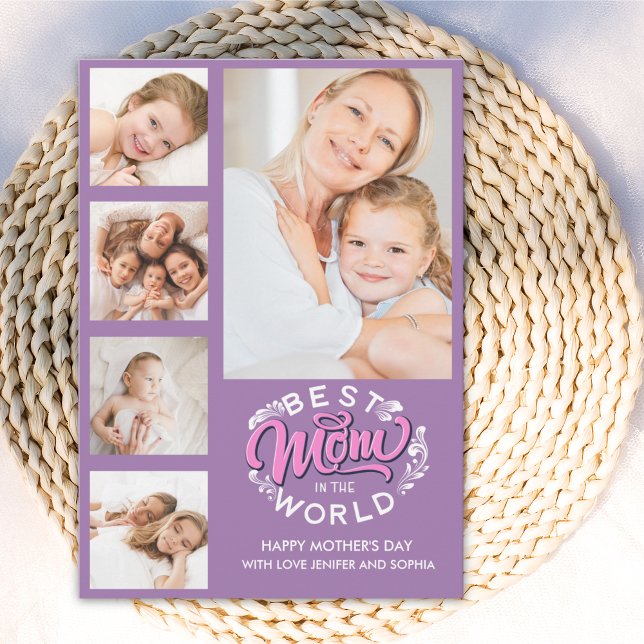 Carte De Remerciements Best Mom In the World Scrip 5 Photos Mom (Créateur téléchargé)