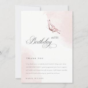 Carte De Remerciements Beurre Aquarelle Bleu À Tout Âge Anniversaire