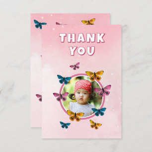 Carte De Remerciements Beurre rose mou Motif photo Anniversaire