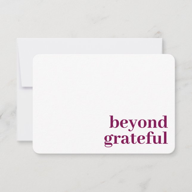 Carte De Remerciements Beyond Grateful Thank You Modern Berry Card (Devant)