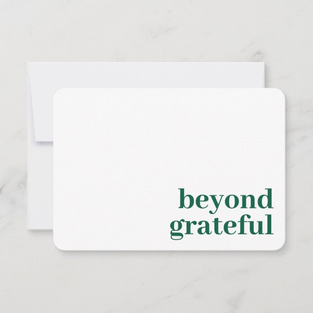 Carte De Remerciements Beyond Grateful Thank You Modern Green Card (Devant)
