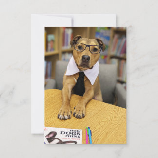 Carte De Remerciements Bibliothèque smart lunettes livre Funny Chien Cart