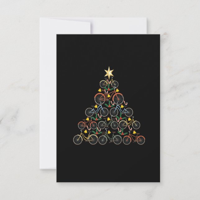 Carte De Remerciements Bicycle Christmas Tree Funny Biker Bicyclist Xmas (Devant)