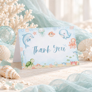Carte De Remerciements Bientôt à la mer Bébé Océan Fête de Naissance Reme