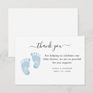 Carte De Remerciements Bienvenue à la Baby Shower pour Bébé Garçon aux Pi