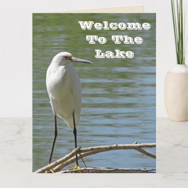 Carte De Remerciements Bienvenue À Lake White Egret Photo Lakeside Invité (Devant)