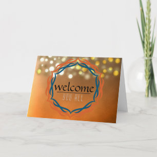 Carte De Remerciements Bienvenue Sunset Mandala Damask Red Confetti