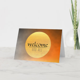Carte De Remerciements Bienvenue Sunset Moon avec nuages Noirs Rouges