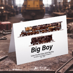 Carte De Remerciements Big Boy Train à vapeur Vintage Locomotive américai