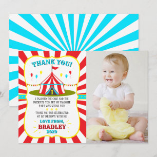 Carte De Remerciements Big Top Carnival Circus 1er Anniversaire Photo