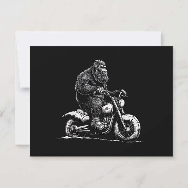 Carte De Remerciements Bigfoot équitation Un Vélo Moto Drôle Sasquatch M (Devant)