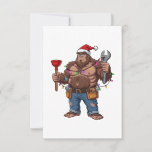 Carte De Remerciements Bigfoot Sasquatch Plombier Noël 2026 Vacances