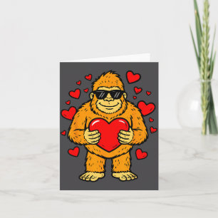 Carte De Remerciements Bigfoot tenant un cœur pour la Saint-Valentin Sasq