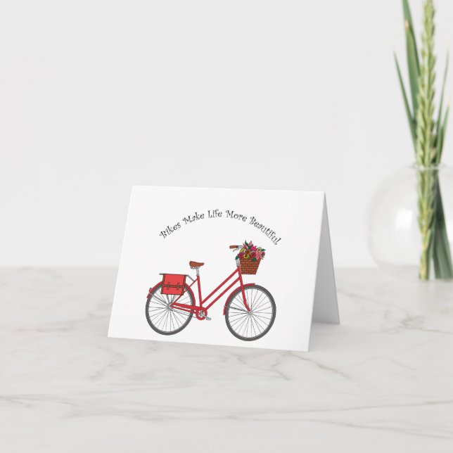 Carte De Remerciements Bikes Make Life More Beautiful - Red Bike (Devant)