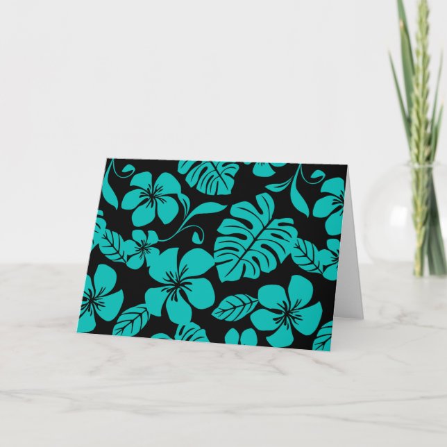 CARTE DE REMERCIEMENTS BIKINI ROSE (NOIR/TURQUOISE) (Devant)