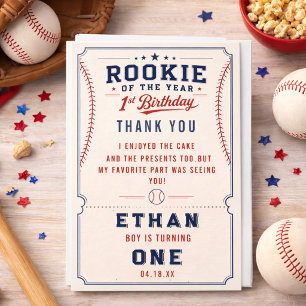 Carte De Remerciements Billet de baseball Recrue de l'année pour 1er anni