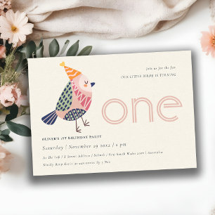 Carte De Remerciements Birdie rose mignonne n'importe quel âge 1er annive