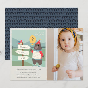 Carte De Remerciements Birdy Bear Milestone Any Age Photo Anniversaire In