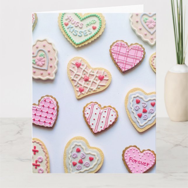 Carte De Remerciements Biscuits en forme de coeur pour la Saint-Valentin (Devant)