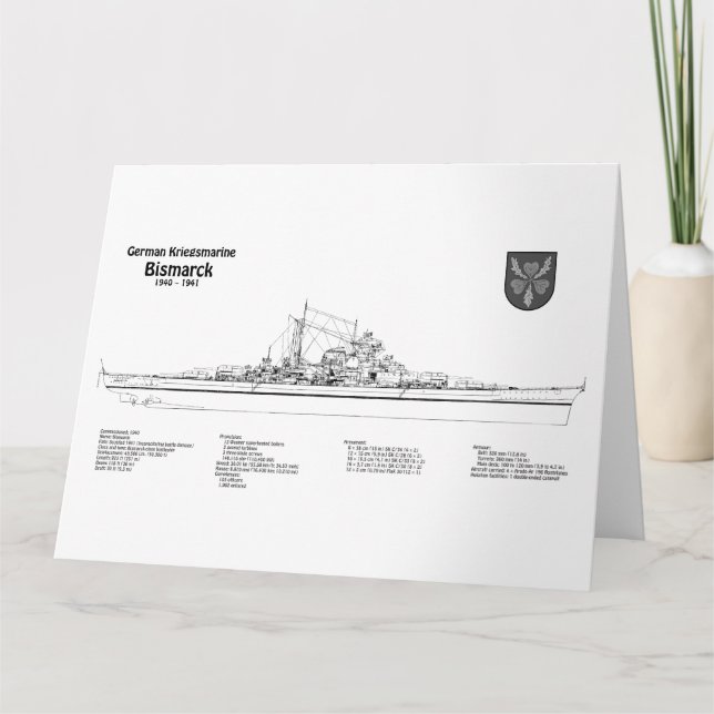 Carte De Remerciements Bismarck - Plan du plan de bataille BD (Devant)