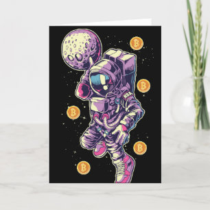 Carte De Remerciements Bitcoin Astronaut - Bit Me QR Code Nous Acceptons 