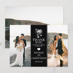 Carte De Remerciements Black Beach Destination Wedding