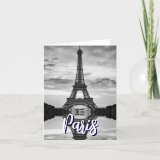 Carte De Remerciements Black Blanc Tour Eiffel Paris Love City Travel
