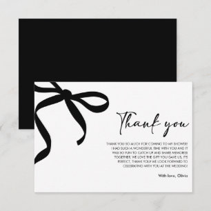Carte De Remerciements Black Bow Elle Noue le Nœud Réception de Mariage