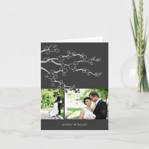 Carte De Remerciements Black Cherry Blossoms Photo Collage Mariage asiati