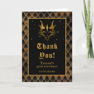 Carte De Remerciements Black Dragon Scales Gold Faux Parties scintillant 