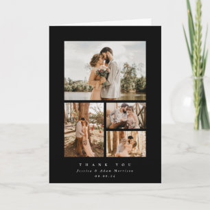 Carte De Remerciements Black Elegant Minimal 4 Mariage photo