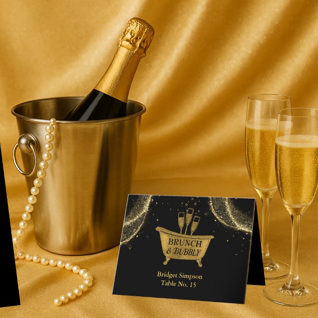 Carte De Remerciements Black Gold Brunch & Bubbly Mariage (Créateur téléchargé)