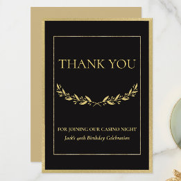 Carte De Remerciements Black & Gold Casino Night Thank You Card